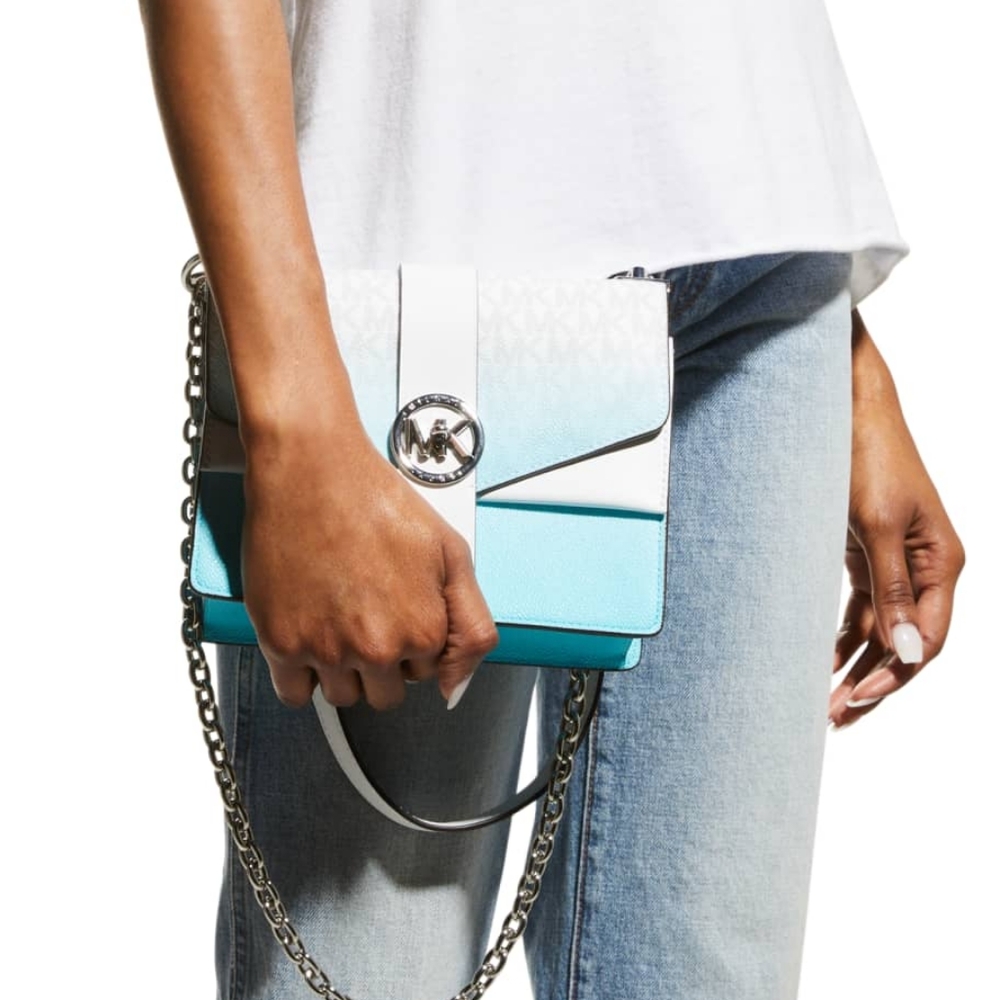 Greenwich Small Ombre Monogram Crossbody Bag. Ocean blue. Wore once